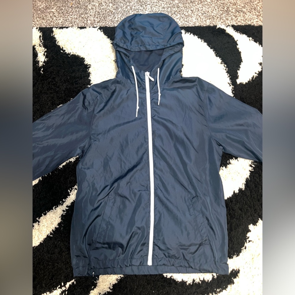 Blue lightweight rain jacket